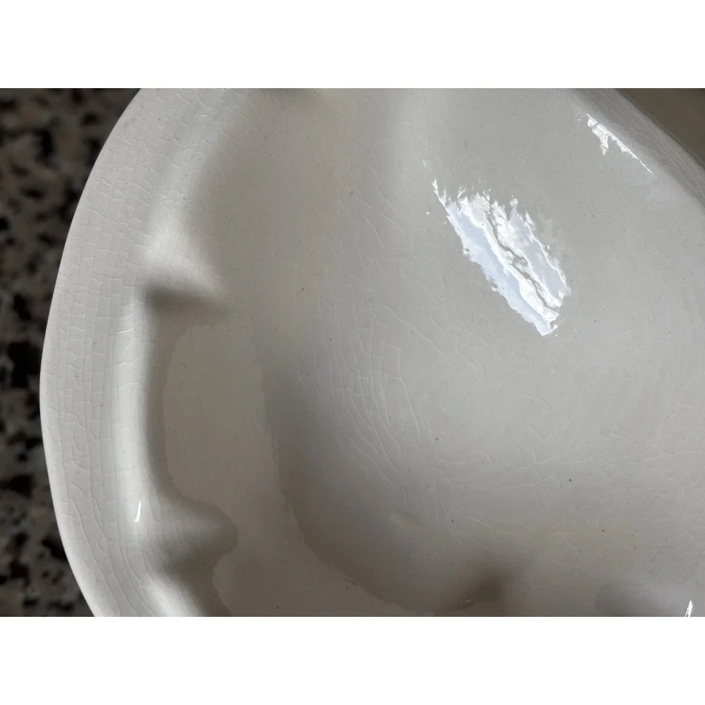 Vtg Yin Yang Amoeba Ashtray w Lidded Cigarette Match Holder White MCM Ceramic